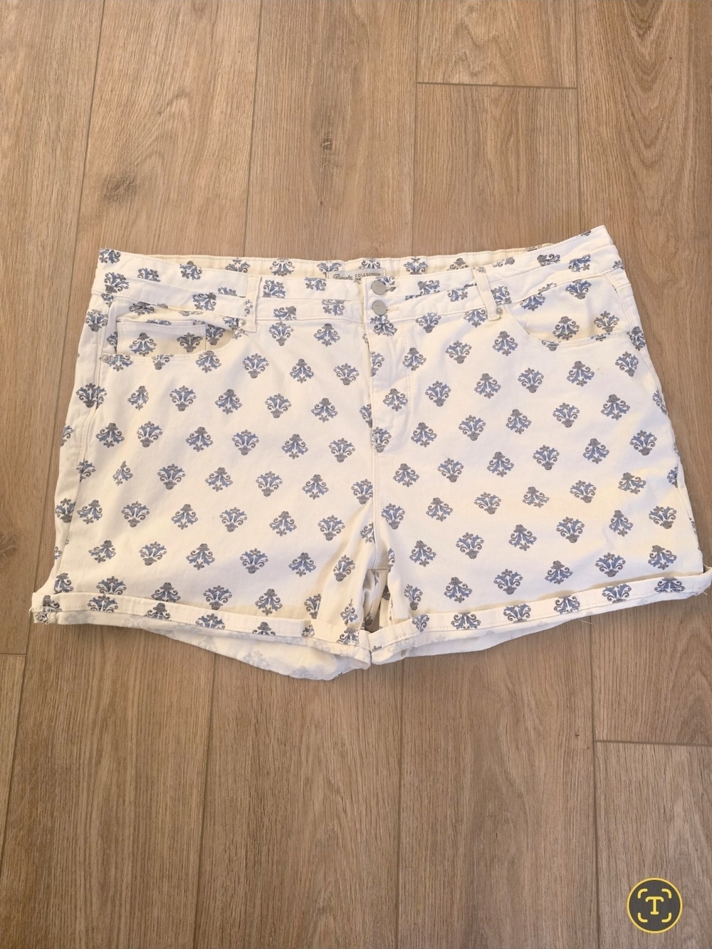 Royalty For Me White Shorts with Blue Print